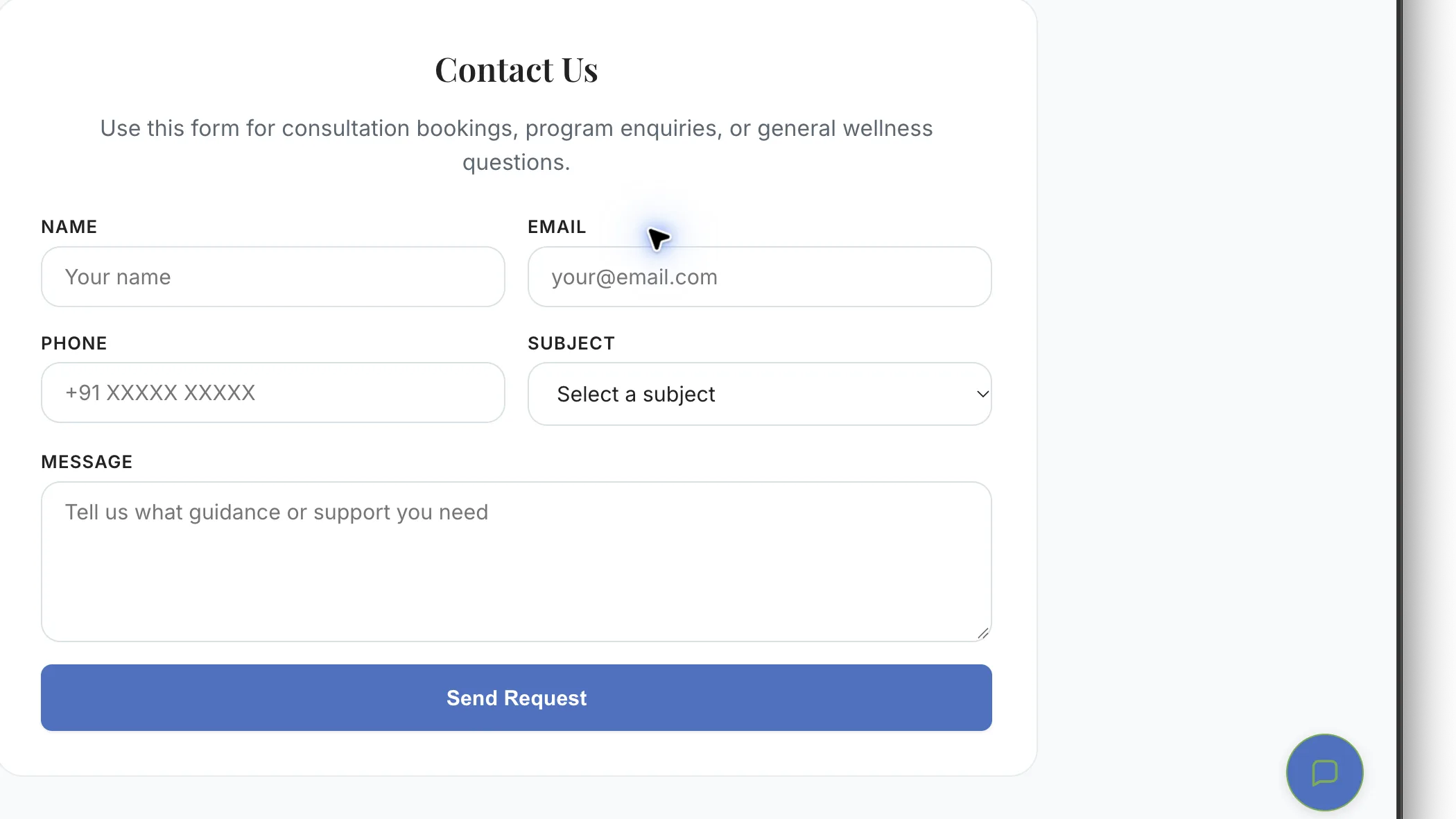 Nebo consultation request form shown on a laptop and phone